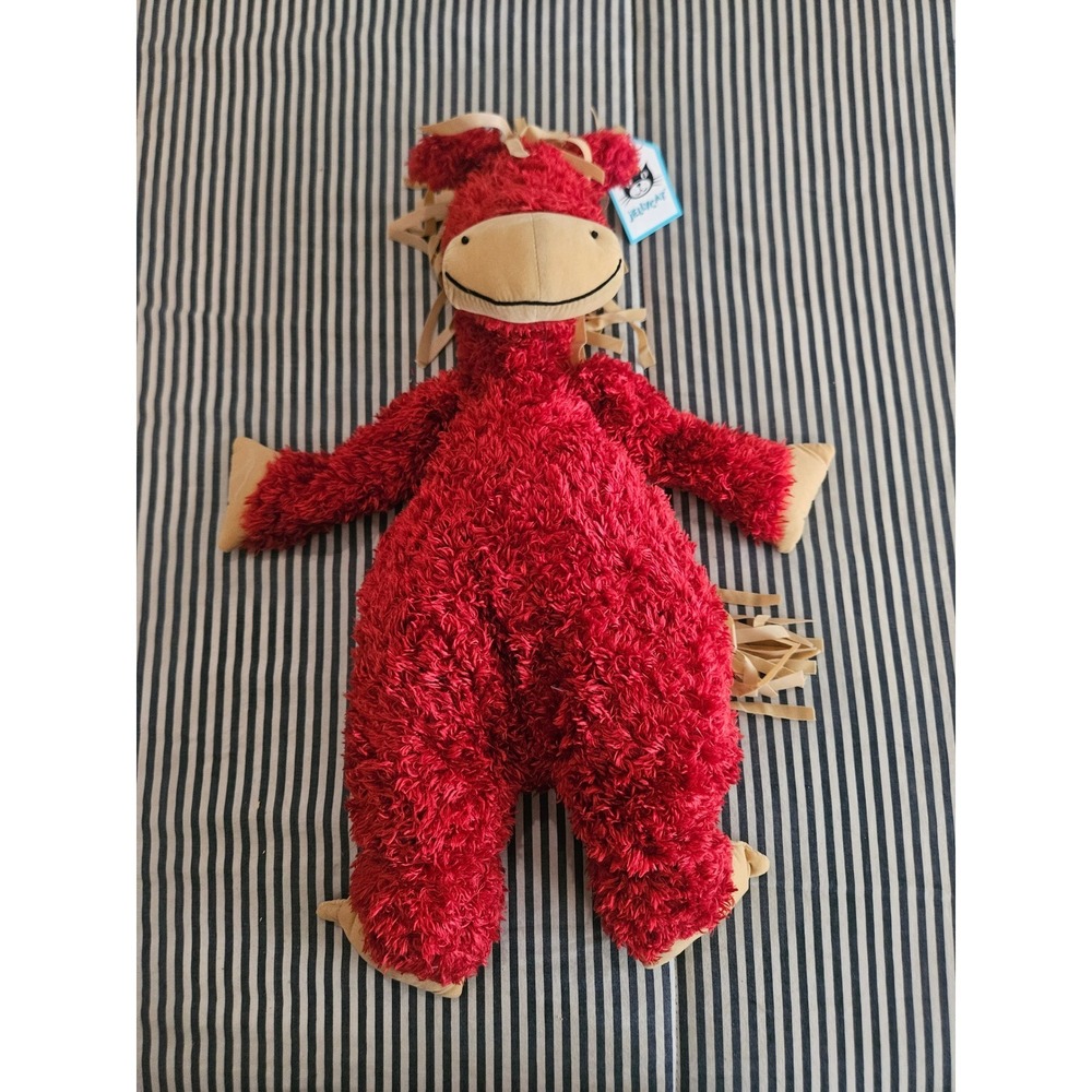 Jellycat Red Bunglie Horse Plush Ribbon Mane Rare Stuffed Animal NWT Retired